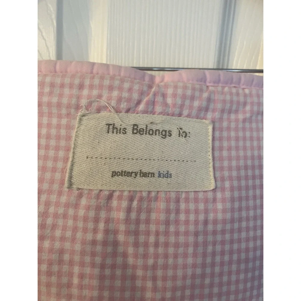 Pottery Barn Kids Shaggy Head Puppy Dog Whimsical Sleeping Bag Pink Gingham